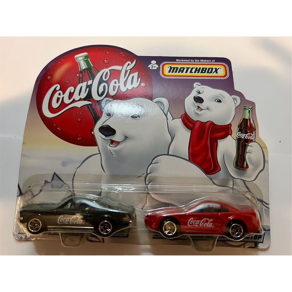 Matchbox Coca-Cola 1968 & 1999 Ford Mustang Die-Cast Car Set 1:64 Scale